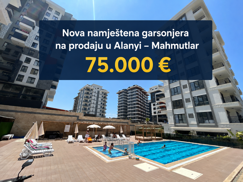 Nova namještena garsonjera na prodaju u Mahmutlar